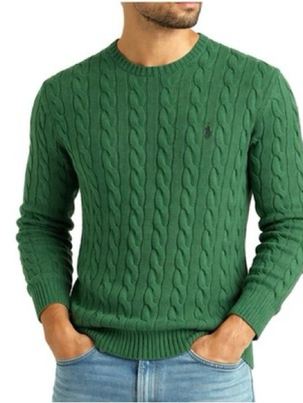 Polo by Ralph Lauren Teal Cable Knit Crewneck Sweater